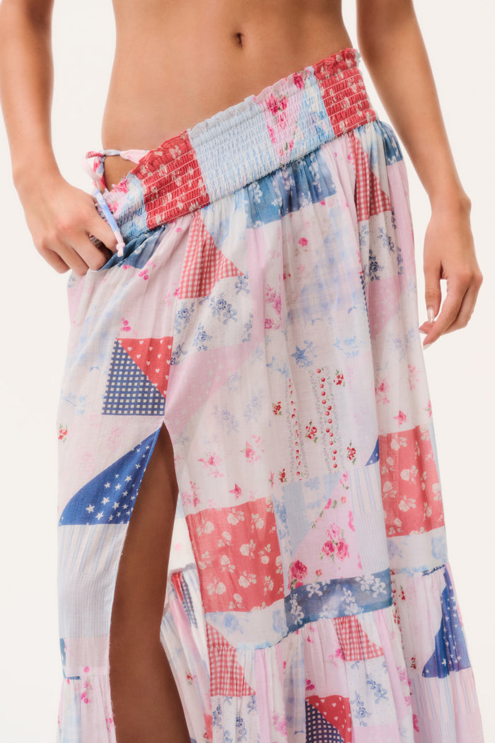 Umber Patchwork Print Maxi Skirt
