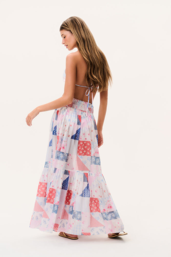 Umber Patchwork Print Maxi Skirt