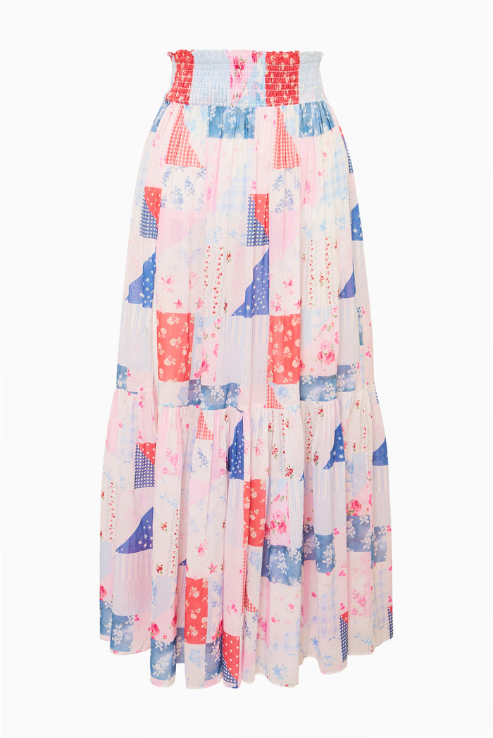 Umber Patchwork Print Maxi Skirt