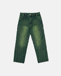 V1 MAZE PANTS GREEN DENIM - green washed denim pants, front view - Cold Culture