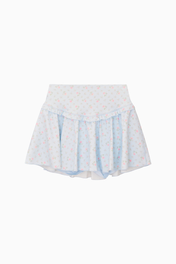 Blue skirt with a pattern on a white background