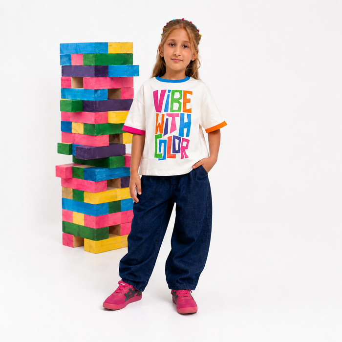 VITAMINS BLUE BARREL FIT DENIM PANTS