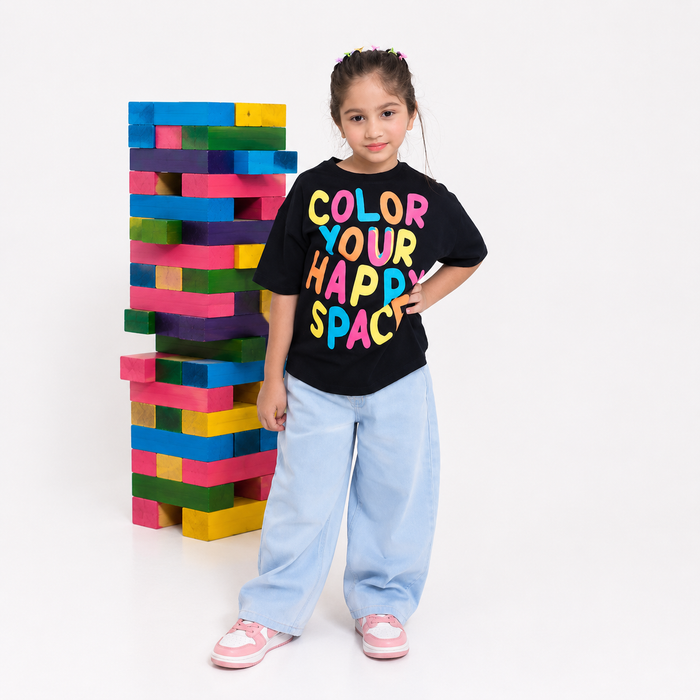 VITAMINS COLOR YOUR HAPPY SPACE GRAPHIC BOXY FIT T-SHIRT