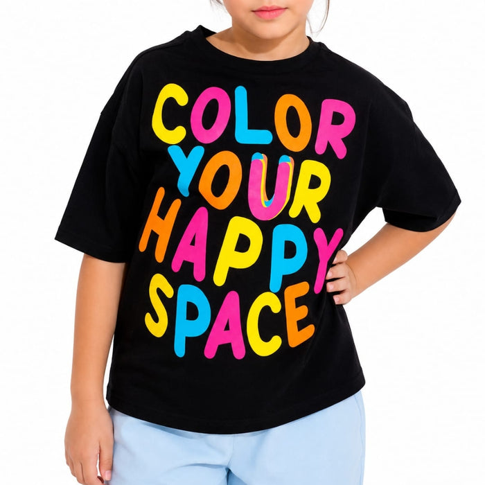 VITAMINS COLOR YOUR HAPPY SPACE GRAPHIC BOXY FIT T-SHIRT