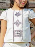 VITAMINS EMBROIDERED MATCHING TOP