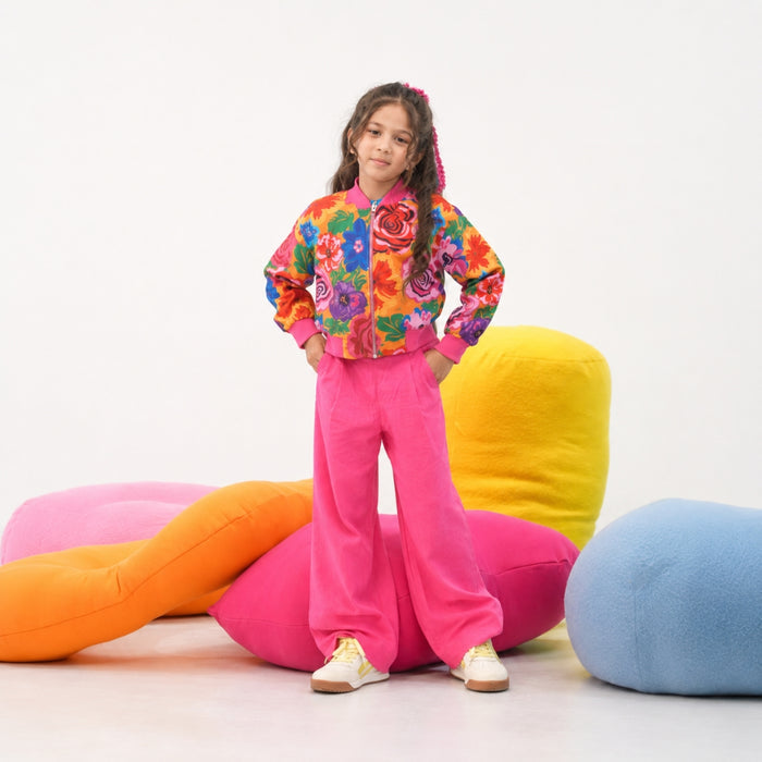 VITAMINS FLORAL PRINTED BOMBER JACKET MATCHING TOP