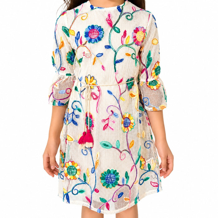 VITAMINS ROUND NECK ALINE FIT FLORAL DRESS