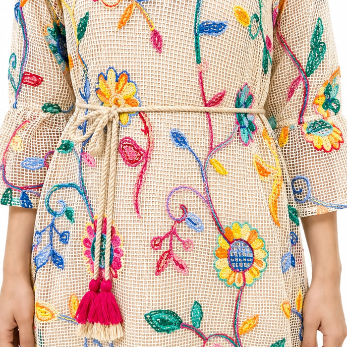 VITAMINS ROUND NECK ALINE FIT FLORAL DRESS