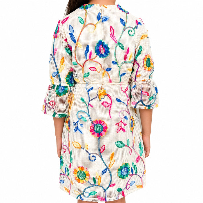 VITAMINS ROUND NECK ALINE FIT FLORAL DRESS