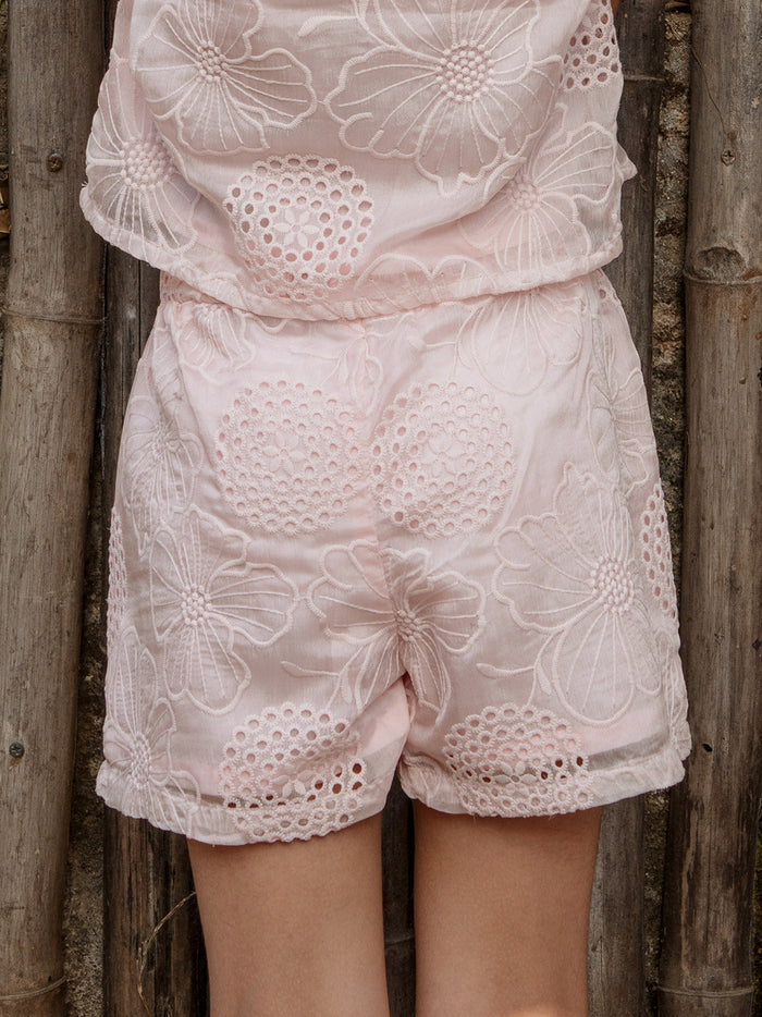 VITAMINS SELF FLORAL EMBROIDERED MATCHING SHORTS