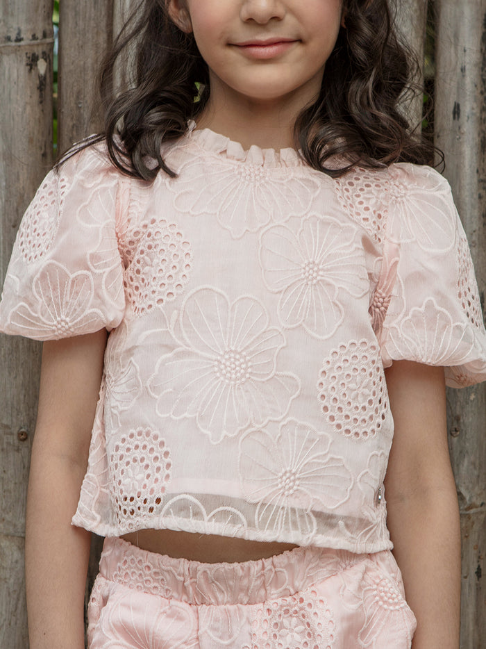 VITAMINS SELF FLORAL EMBROIDERED MATCHING TOP