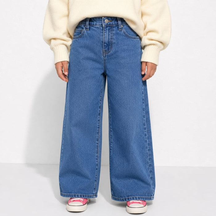 VITAMINS WIDE LEG FIT EMBROIDERED DENIM PANTS