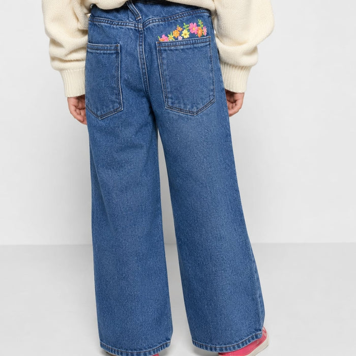 VITAMINS WIDE LEG FIT EMBROIDERED DENIM PANTS