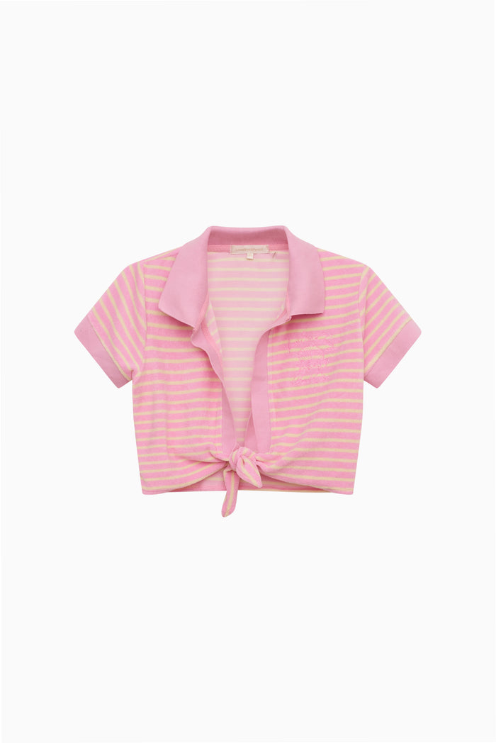 Waverlynn Cropped Terry Stripe Polo
