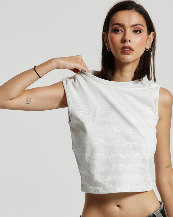 WAVES EFFECT TANK TOP ULTRA LIGHT GREY - COLD CULTURE #woman