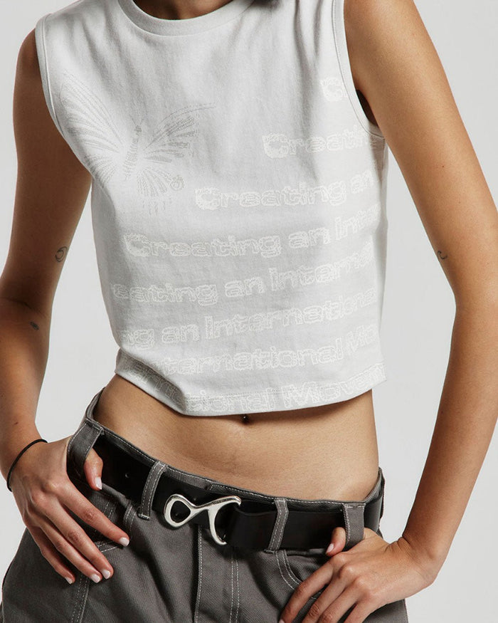 WAVES EFFECT TANK TOP ULTRA LIGHT GREY - COLD CULTURE #woman