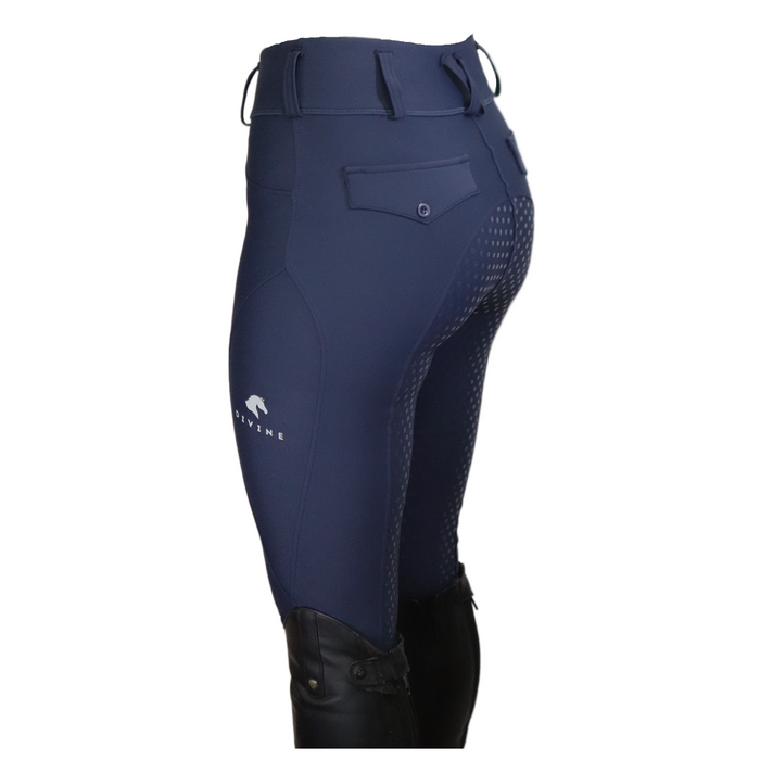 Navy Comfort Grip Leggings Back View | Divine Equestrian Affordable Riding Pants