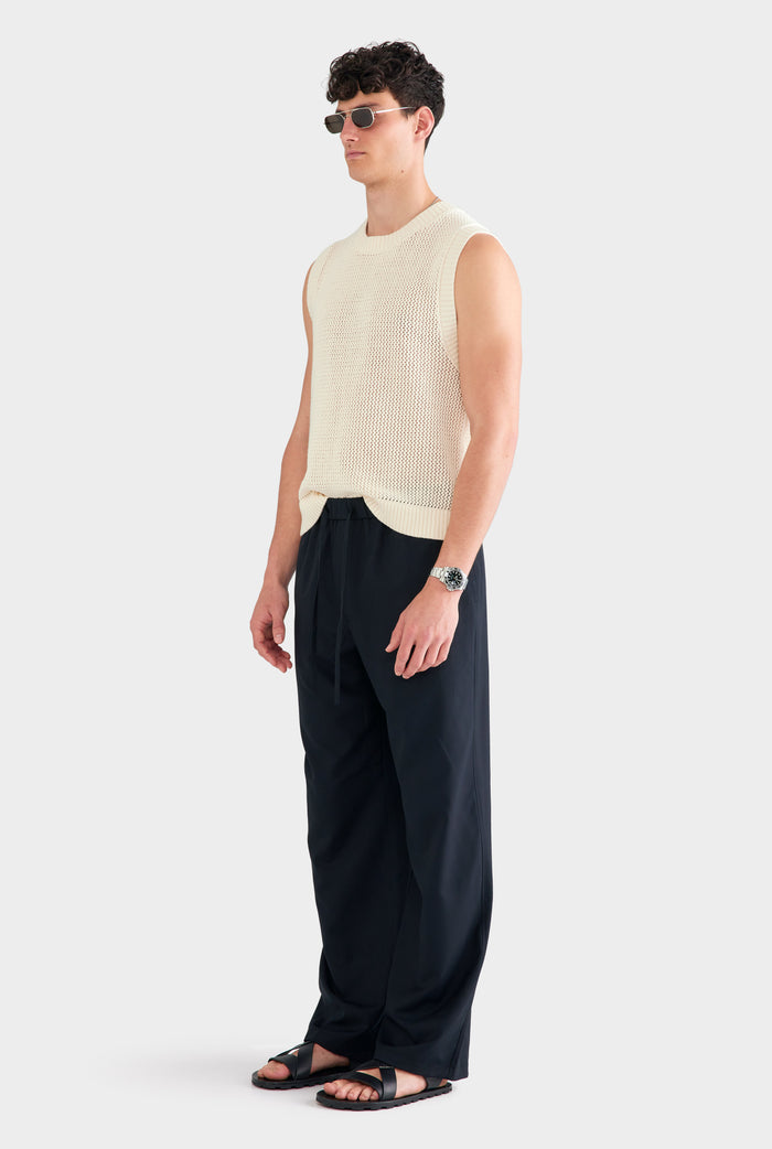 Wool Relaxed Pant - Black
