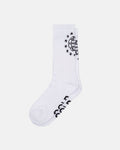 WORLD STARS SOCKS WHITE - white crew socks, flat lay - Cold Culture
