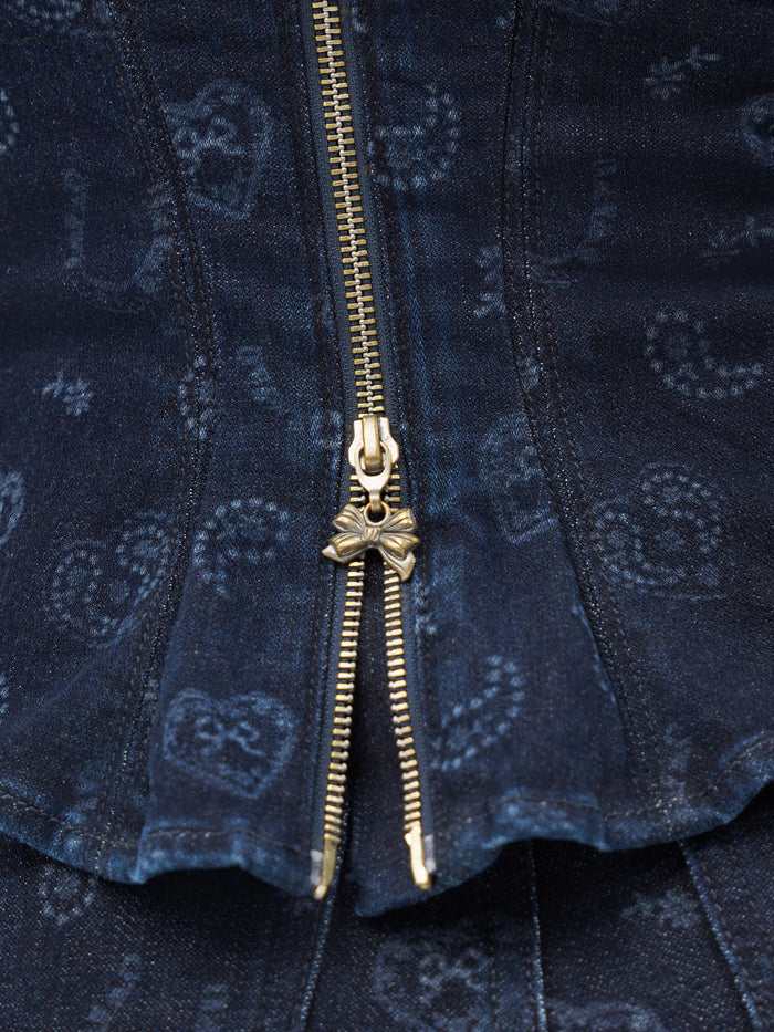 Wrangler x LoveShackFancy Laser Print Denim Bustier