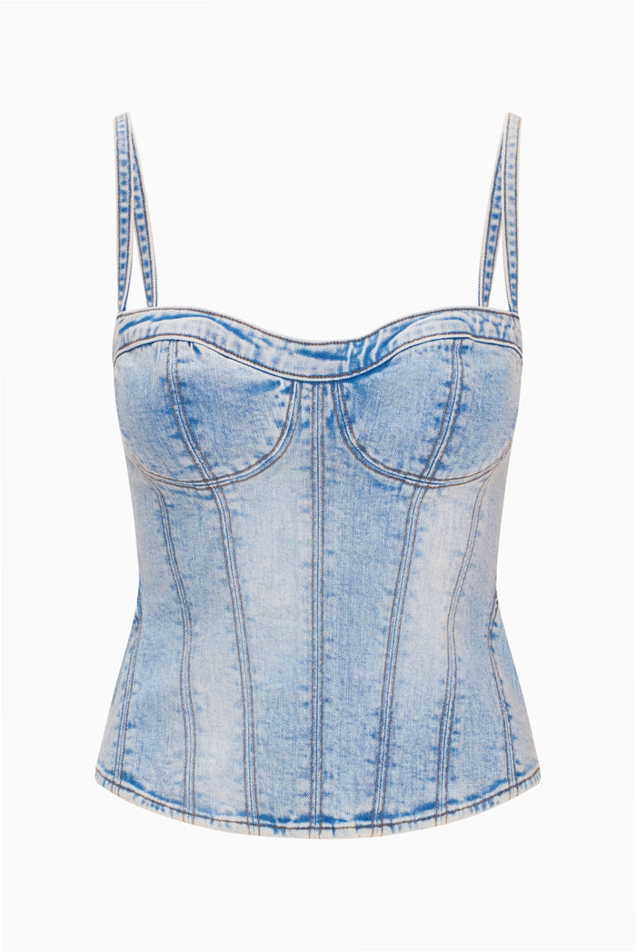 Wrangler x LoveShackFancy Light Wash Denim Bustier